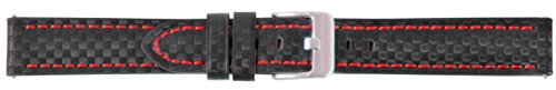 Eichmüller 22mm BandOh Uhren Armband Carbon – Look Schwarz/Rot Ersatzband