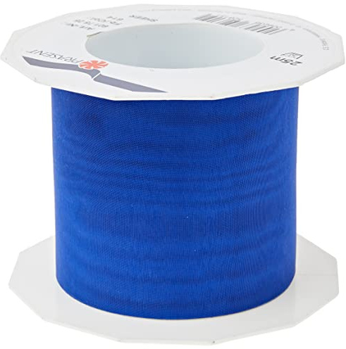 PRÄSENT C.E. Pattberg Sheer Organzaband Royalblau, 25 m Geschenkband zum Einpacken von Geschenken, 72 mm Breite, Zubehör zum Dekorieren & Basteln, Dekoband