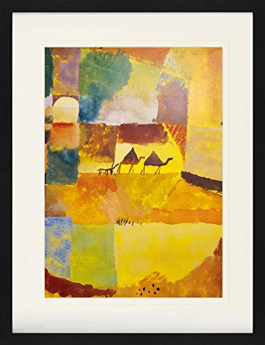 1art1 Paul Klee Poster Zwei Kamele Und EIN Esel, 1919 Gerahmtes Bild Mit Edlem Passepartout | Wand-Bilder | Im Bilderrahmen 80x60 cm
