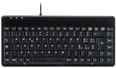 Perixx PERIBOARD-409H Mini Tastiera con 2 Porte USB 2.0, nera lucida, Layout Italiano