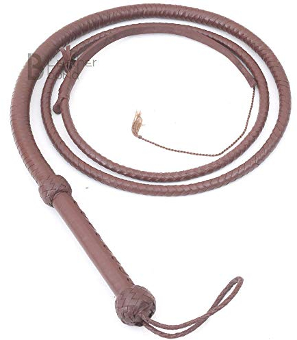 LB'S WHIP Indiana Jones Style 2,4 m et 3 m Fouet équestre en Cuir de Vachette véritable Marron foncé 8 brins (08)