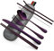 DEVICO Camping Cutlery, Travel Cutlery Set with Case, Portable Stainless Steel Camping Utensils Include Knife Fork Spoon Chopsticks Straws Brush (Purple)