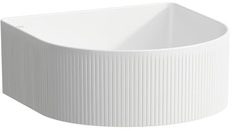Laufen Sonar Waschtisch-Schale mit Textur, ohne Hahnloch, ohne Überlauf, 340x340mm, inkl. Keramikabdeckung für Ablaufventil, weiß, Farbe: Weiß - H8123410001121