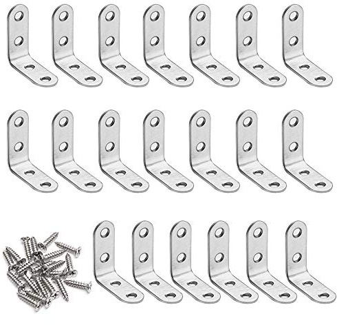 Winkel Klammern Edelstahl Winkelverbinder L-Form Eckverbinder 20Stücke mit 80 Screws für Möbel Stühle Bücherregal Schränke Fenster (40 x 40mm )