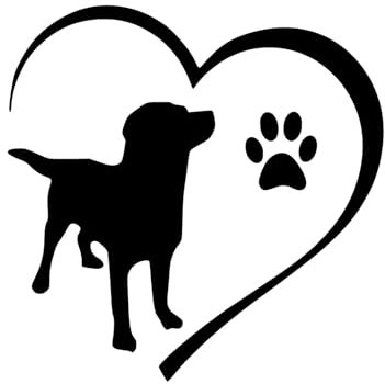 Labrador Retriever Herz Aufkleber - 6 Größen - Sticker Rasse LOVE Hund Dog Pfote in 6 Größen und 21 Farben