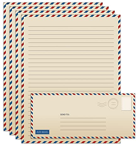 Better Office Products Briefpapier-Set im Vintage-Stil, 100-teiliges Set (50 linierte Blätter + 50 passende Umschläge), Briefgröße 21,6 x 27,9 cm, doppelseitiges und liniertes Papier, von Better
