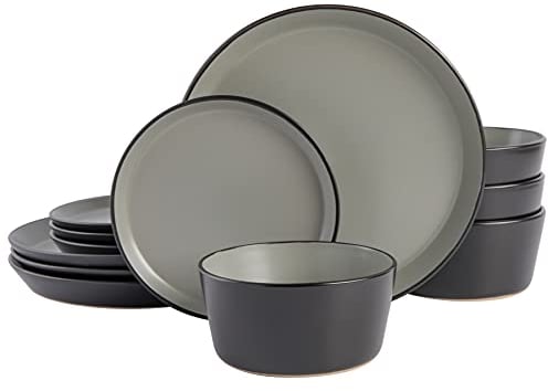 Gibson Soho Lounge Sofia Service de table pour 4 personnes (lot de 12), gris