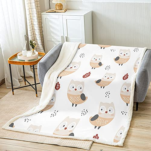 Homemissing Eule Wohndecke Kinder Karikatur Eulen Muster Decke 130x150cm Mädchen Niedlich Wildvogel Kuscheldecke für Jungen Zimmer Dekor Leicht Flanell Fleecedecke