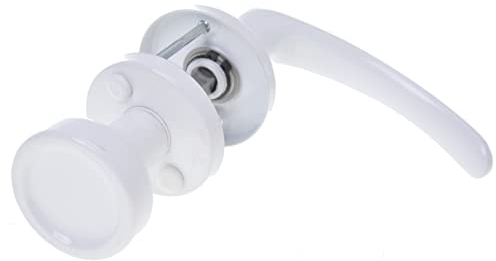 Aqbau® Türdrücker mit Türknopf drehbar | Knopfdrücker | Türknauf | Knauf | Komplettes Set inkl. Bolzen und Schrauben (Weiß)