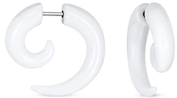 Unisex Weiße Große Runde Wirbel Spirale Stammes Fake Faux Ohr Plug Dehner Ohrringe Acrylharz Chirurgenstahl Frauen Männer Teenager