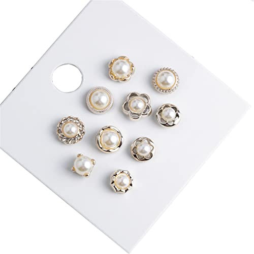 10 pièces Femmes Chemise Broche Boutons Couvrir Boutons Broche Perle Broche Broches Bouton détachable pour Femmes vêtements Fournitures Professional and Attractive