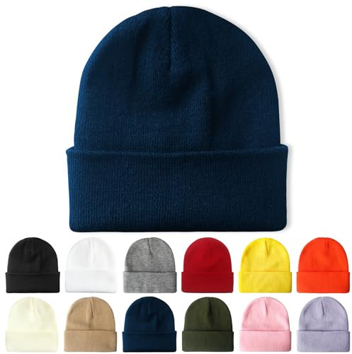PFFY Beanie für Herren und Damen, Unisex, Strickmütze, Wintermütze, Blau, Einheitsgröße