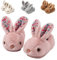 Hitopteu Chaussons Enfant Garçon Fille Chausson Lapin Peluche Souple Hiver Pantoufle d'intérieur Chaude et Antidérapante pour bébé Rose A 21/22 EU 150