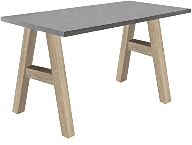 58 aufm Kessel Schreibtisch EDI 1 120 x 70 x 75 Computertisch Eiche sägerau/Graphit 13614