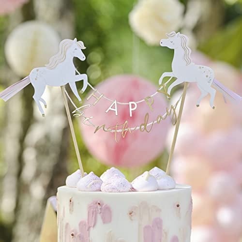 Ginger Ray Princess Unicorn Happy Bithday Cake Topper, Multi-Coloured