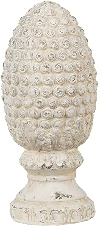 Clayre & Eef Figur Tannenzapfen Ø 10x23 cm Beige Stein Weihnachtsdekoration