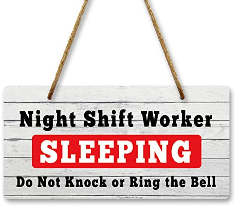 Night Shift Worker Sleeping Sign Hanging Plaque for Home Wall Do Not Disturb Door Sign Leave Package Sign Outdoor Decor Hanging Door Plaque Do not Ring Doorbell Sign for Front Door and Wall Decor