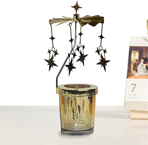 Rotierender Kerzenhalter | Eleganter Drehbarer Teelichthalter Rotierender Kerzenständer | Romantische drehbare Laterne Kerze Windmühle Tischdekoration für Candlelight Dinners, Weihnachten, Bankette,