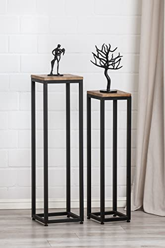GILDE 2er Set Dekosäulen Holz, Metall braun 68762