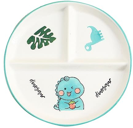 Générique Assiette Controle de Portion Porcelaine 8 Pouces, Assiette Dietetique 3 Compartiment, Rond Assiette Reequilibrage Alimentaire, Assiettes Divisées pour La Perte de Poids