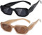 kimorn Rechteck Sonnenbrille für Frauen Männer Trendy Retro Trendy Sonnenbrille 90's Vintage Square Frame (Schwarz+Camel Frame Braune Linse)