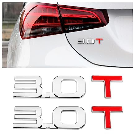 JNNJ 2 Stücke 3D Emblem Badge, Plakette Abzeichen Auto Sticker Abziehbild, Metall Motor Display Auto Aufkleber Emblem Abzeichen, Auto Aufkleber Tuning Metall(3.0T)