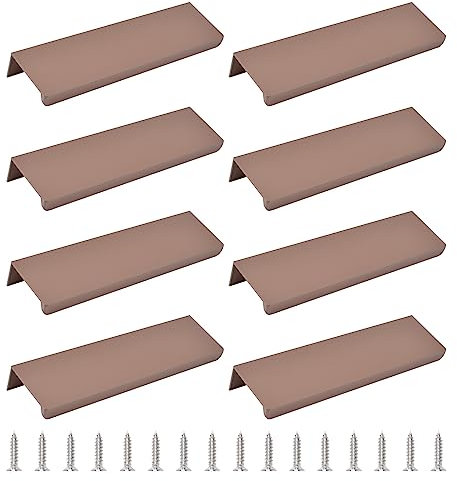 MOROBOR Fingerrandgriff, verdeckter Griff, moderner Stil, Schubladengriff, rechtwinklig, Aluminiumlegierung, unsichtbarer Griff, Kleiderschrankgriff für Schrank, Hardware, Schublade, 120 mm, Braun, 8