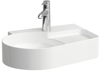 LAUFEN VAL Waschtisch, ohne Hahnloch, mit Überlauf, 530x400mm, semi-trockener Bereich rechts, H815288A001091, Farbe: Weiß mit LCC Active