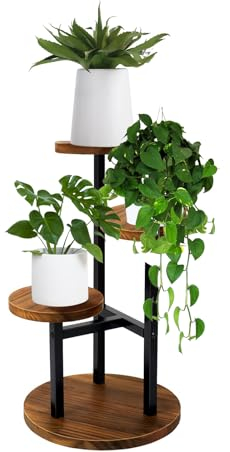 MEEYUU Supporto per piante a 3 ripiani, 55 cm, in metallo, per interni ed esterni, espositore per vasi di fiori, per soggiorno, balcone, giardino, patio (3 livelli)