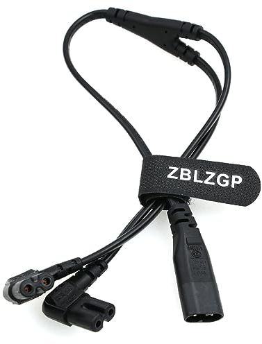 ZBLZGP IEC320 C8 auf 2X C7 Y Splitter AC Stromkabel,IEC Abbildung 8 männlich auf 2 weiblich Power Splitter Kabel,1 in 2 Out AC Stromkabel,für Monitore Lautsprecher (C8-2x C7,Rechter Winkel)