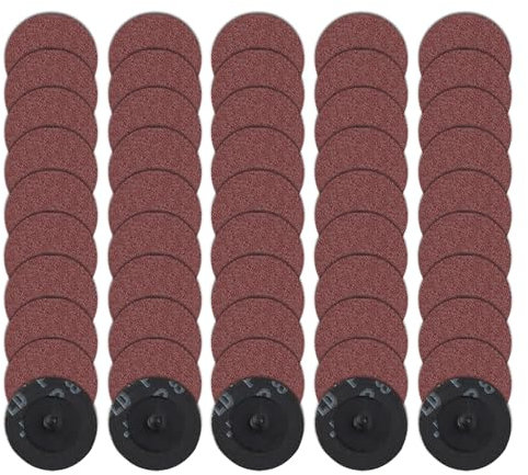 LEONTOOL 50 Pack roll Lock Quick Change Discs 2 Inches 60 Grit Sanding Discs for drill Aluminum Oxide Coated Die Grinder Accessories Surface Conditioning Tool for Rust Paint Removal