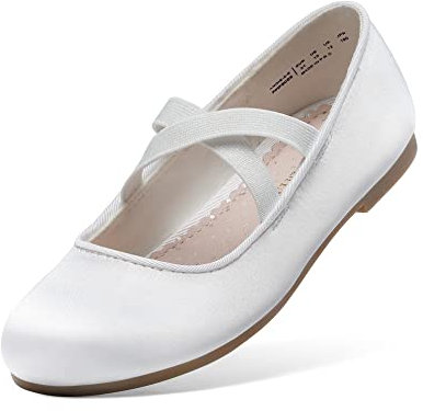 DREAM PAIRS Mädchen Mary Jane Strap Flache Schuhe Ballerinas Prinzessin Schuhe Flache Schulschuhe ANGIE-2-NEW-E NEU Weiss-New 27 (EUR)