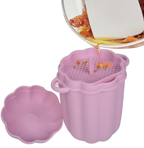 PHASZ Contenedor latas Almacenamiento Aceite,Contenedor Grasa Lata Silicona 460ml con Malla Fina | Separador Grasa Aceite Cocina en Forma Calabaza, Recipiente para Grasa Tocino, Lata para almacenar