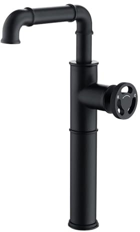 Tivezlor Robinet de cuisine industriel, Robinet mitigeur poignée unique, robinet d'évier de cuisine, mitigeur de cuisine pivotant à 360°, robinet d'évier mitigeur vintage laiton,Noir