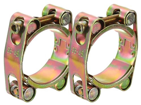 sourcing map 2Pcs T-Bolt Hose Clamps, 35-45mm/1.38-1.77 ID Range, Carbon Steel Radiator Hose Clamp Intake Clamp for Truck Exhaust