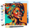 Figured'Art Mini Peinture par Numéro Adulte 20x20cm avec cadre Reine Africaine Pop Art - Petit Format Kit de Loisir Créatif DIY Numéro d'Art Complet