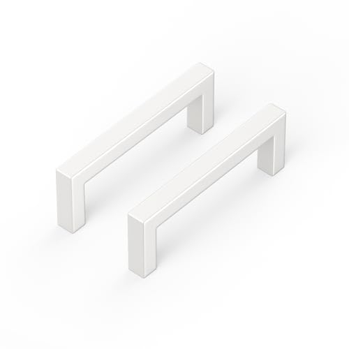 LONTAN 25 Stück Schrankgriffe Weiß Möbelgriffe 96mm lochabstand Möbelgriffe Weiß Griffe für Küchenschränke Küchengriffe Türgriffe Küche Küchenschrank Griffe Edelstahl