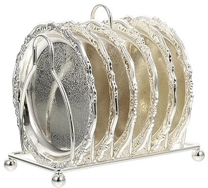 MILISTEN 1 Juego Posavasos con Aislamiento de Metal Taza de café expreso de cerámica portavasos Posavasos decoración Vintage portavasos de Metal Posavasos Estera de la Taza Antiguo Decorar