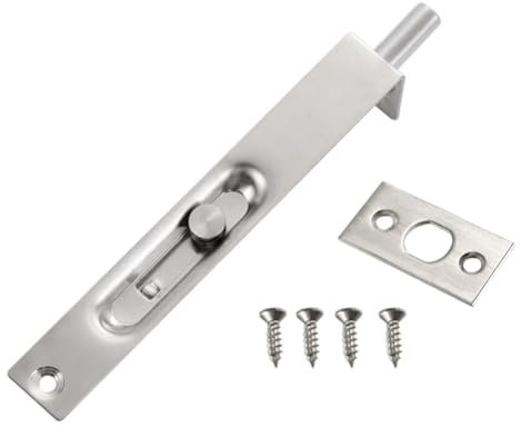 RUIAN 10,2 cm Bündigriegel Edelstahl Tür verdeckter Schieberiegel für Holzverbundtüren, Doppeltüren, silberfarben