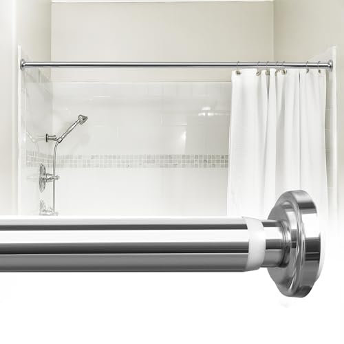 Deconovo Stainless Steel Curtain Poles for Eyelet Curtains(105-175cm), Extendable Shower Curtain Rod, Tension Rods for Curtains,Silver