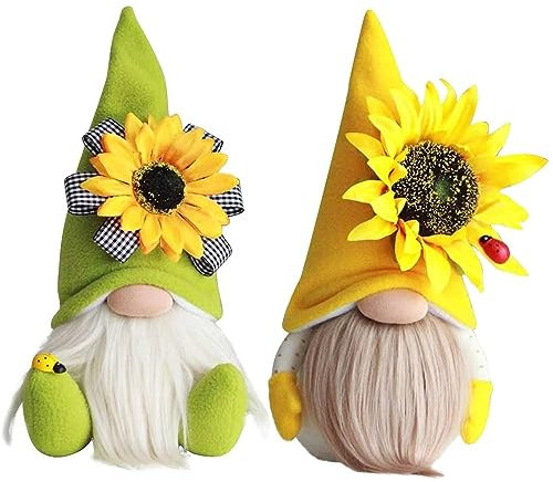 CUTeFiorino Juego de lobos de dos piezas, 2 piezas, festival, muñeca sin rostro, enano, dulce girasol, otoño, decoración del elefante cantante y parlante, jugando a mirar con las orejas (amarillo,