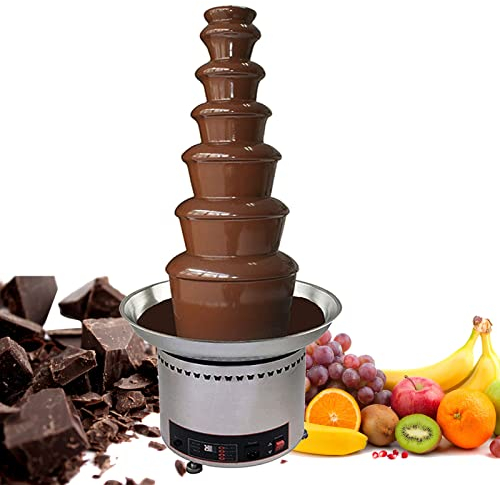 AINITAIFENG Chocolate Waterfall Machine 4/5/6/7 Tiers, Hot Chocolate Fondue Fountain Machine with Temperature Control, Sauce Heater for Nacho Cheese, BBQ Sauce, Fruit,Ranch, Liqueurs (7 Tier)