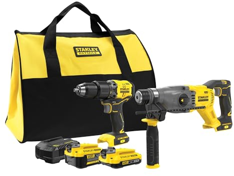STANLEY Fatmax SFMCK216MDS-QW Set Softbag, SFMCD715 Kohlefreier Bohrhammer, SFMCH900 SDS+ Abbrecher, 1x 4Ah, 1x 2Ah Akku, 2A Ladegerät