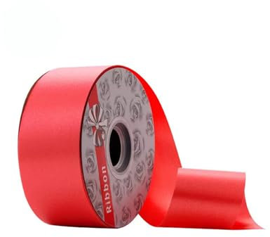 Chexin Geschenkband Rot,50 mm x 90 m Polyband, Schleifenband Kräuselband 6 cm, Ringelband Maibaum Deko, Dekoband zum Partydeko Hochzeits Geburtstag Floristen Dekorieren Basteln & Verpacken