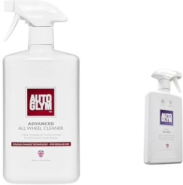 Autoglym Advanced All Wheel Cleaner,1L – Colour Change Technology Reacts With Brake Dust & Fast Glass, 500ml - Car Window Cleaner for Windscreen, Windshield, Window Cleaning