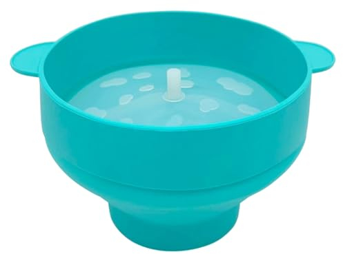 Grendly Popcorn Microwave Silicone Foldable, for Kitchen, Simple Tools, DIY Popcorn Bucket, Bowl Machine with Lid, Light Blue,