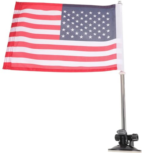Happyyami 1 Satz Usa-Autoflaggen-Fahnenmast Mit Luftansaugung Außensaugnapf Fahnenmast Fahrzeug Amerikanische Flaggen Für Auto LKW Boot Fahrzeug