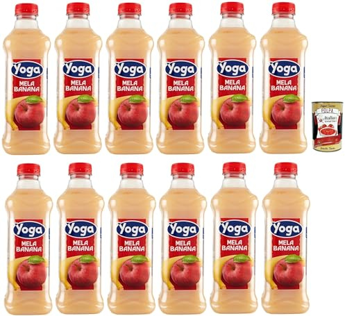 Italian Gourmet Succo di Frutta Mela Banana 12 x 1000ml Saftgetränk PET | Bevanda dolce; Apfel-Banane Geschmack, Familienformat in Kunststoffflasche, Gesamtnettogewicht 12 L + Kostenlos Polpa 400g