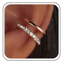 Aneneiceera Boho Crystal Ear Cuff Earrings Double Layer Cuff Wrap Earring Cz Cartilage Cuff Earring Rhinestone No Pierced Earrings Jewelry for Women