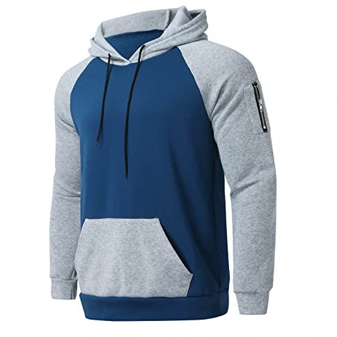 Herren Hoodie Neues Langärmliges, Sweatshirt Stilvoller Slim Fit, Farb Blockiertes Kapuzensweatshirt Im Herbst Und Winter Mit Samt Oberteil Mit Reißverschlusstasche, Pullover Weich Und Bequem